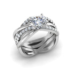 Women's Vintage Solitaire Pave Twister Diamond Ring