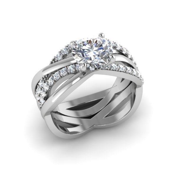 Women's Vintage Solitaire Pave Twister Diamond Ring