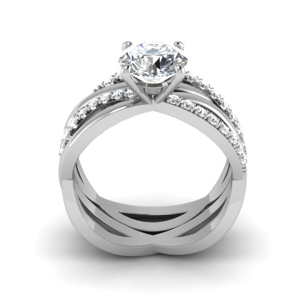 Women's Vintage Solitaire Pave Twister Diamond Ring
