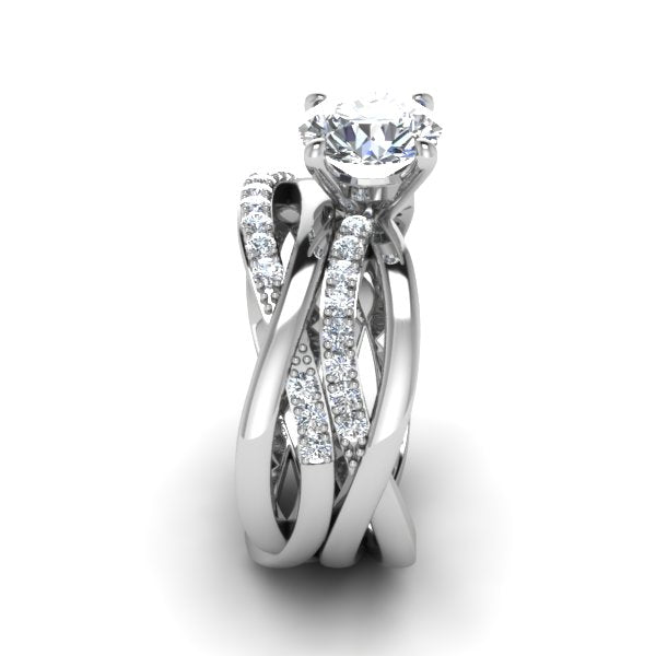 Women's Vintage Solitaire Pave Twister Diamond Ring