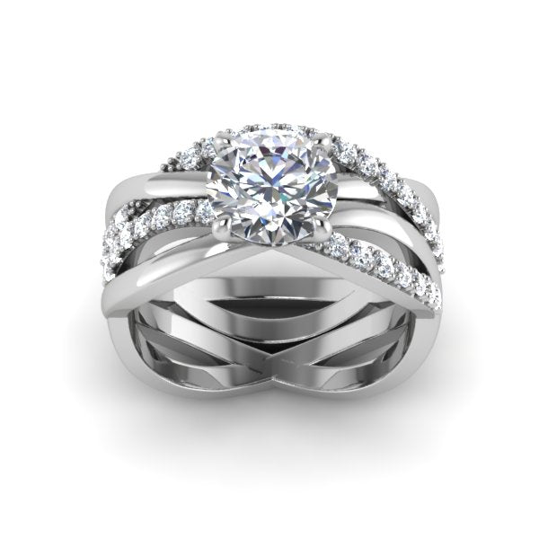 Women's Vintage Solitaire Pave Twister Diamond Ring