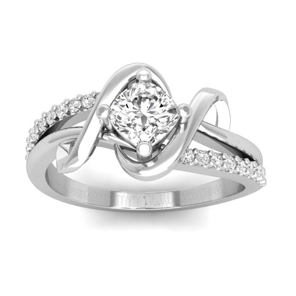 Cushion Cut Split Pave Band Engagement Ring