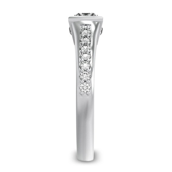 Princess Cut Solitaire Channel Set Pave Diamond Ring