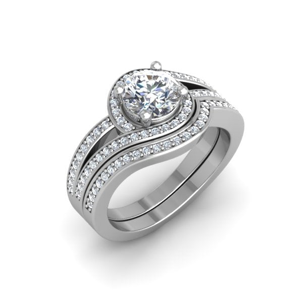 Vintage Round Brilliant Split Pave Diamond Engagement Ring