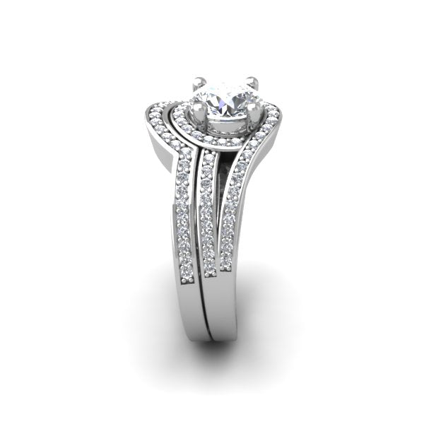 Vintage Round Brilliant Split Pave Diamond Engagement Ring