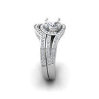 Vintage Round Brilliant Split Pave Diamond Engagement Ring