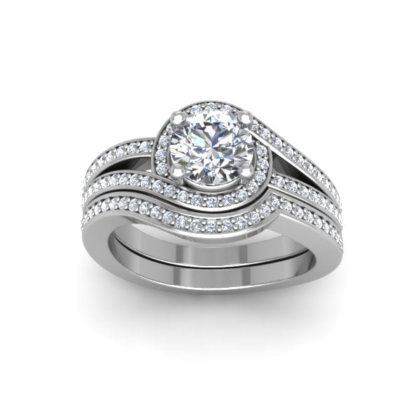 Vintage Round Brilliant Split Pave Diamond Engagement Ring