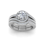Vintage Round Brilliant Split Pave Diamond Engagement Ring