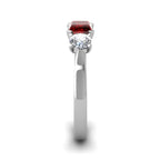 Classic Three Stone Ring with Radiant Ruby Centerstone Ring
