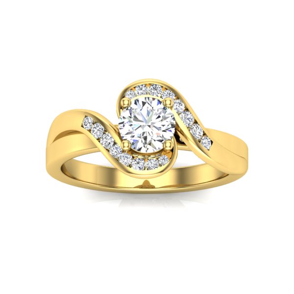 Unique Round Solitaire Bypass Engagement Ring