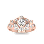Vintage Floral Design Halo Round Diamond Ring
