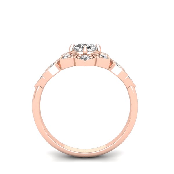 Vintage Floral Design Halo Round Diamond Ring