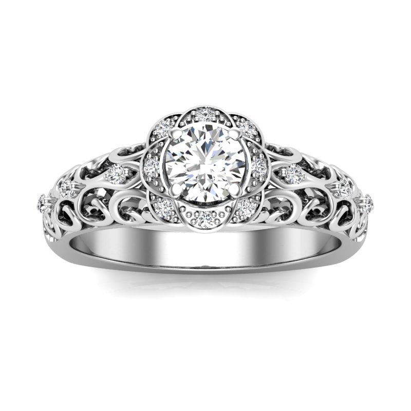 Vintage Round Halo Diamond Engagement Ring