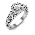 Vintage Round Halo Diamond Engagement Ring