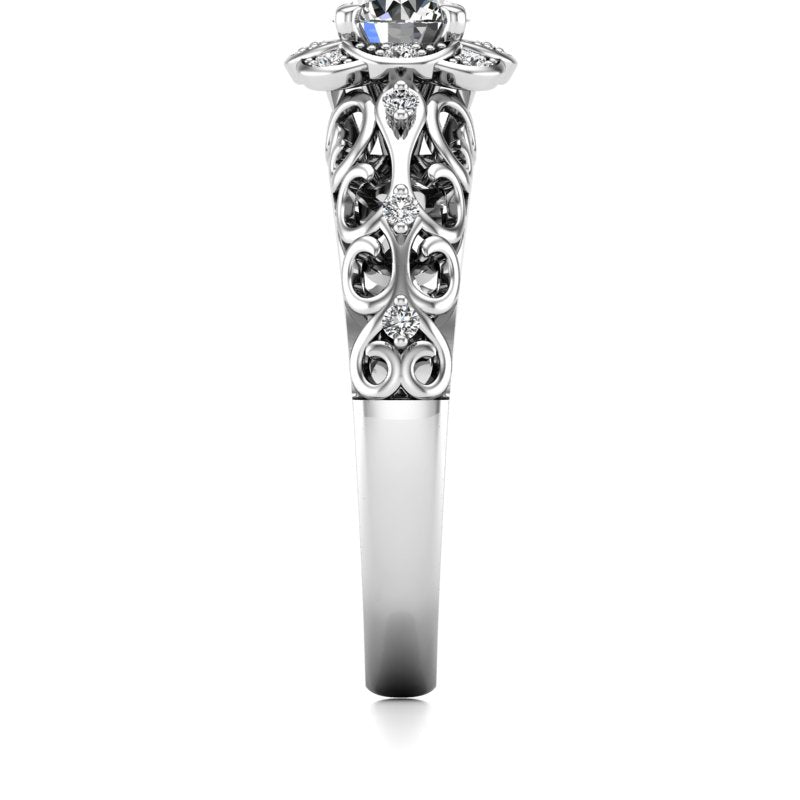Vintage Round Halo Diamond Engagement Ring