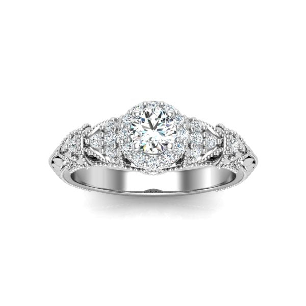 Unique Vintage Halo Diamond Ring for Women