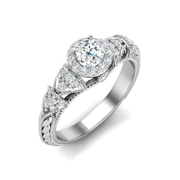 Unique Vintage Halo Diamond Ring for Women