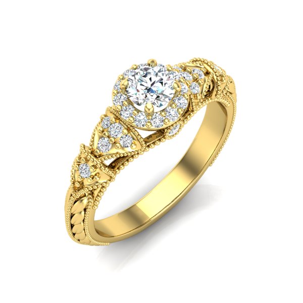 Unique Vintage Halo Diamond Ring for Women