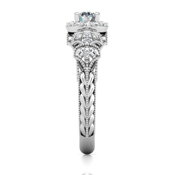 Unique Vintage Halo Diamond Ring for Women