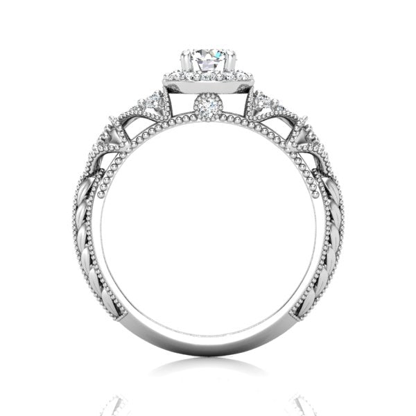 Unique Vintage Halo Diamond Ring for Women