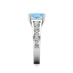 Swiss Blue Topaz Solitaire Classic Halo Diamond Band Engagement Ring