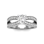 Round Solitaire Split Shank Pave Band Engagement Ring