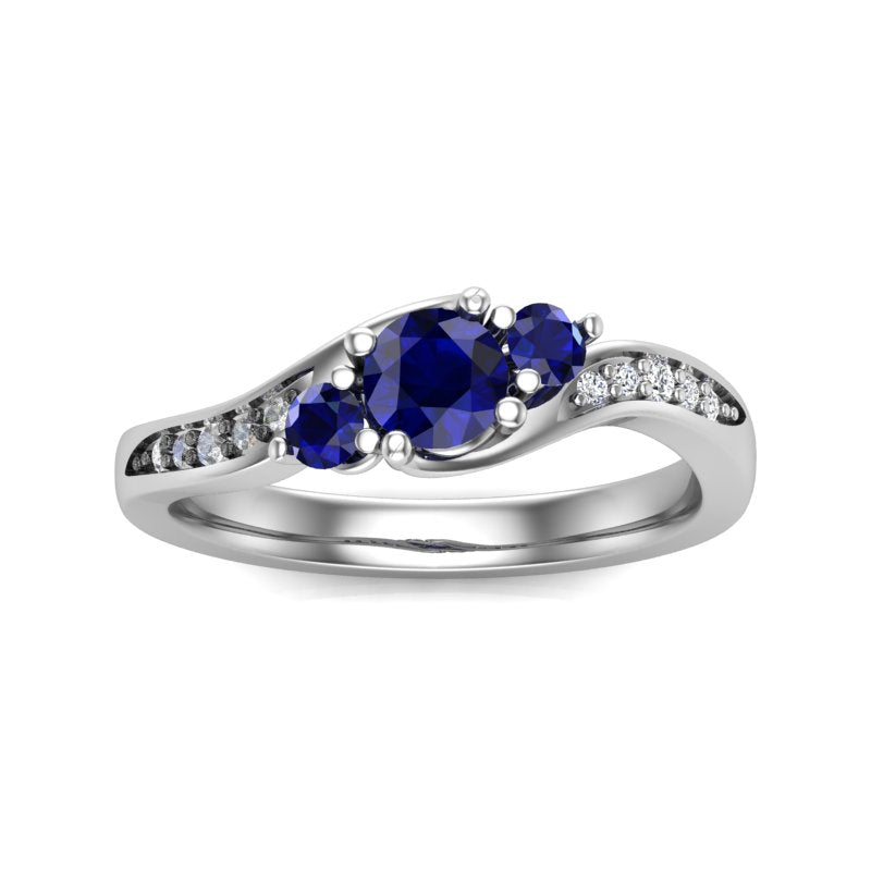 Gemstone Trio Diamond Pave Band Ring