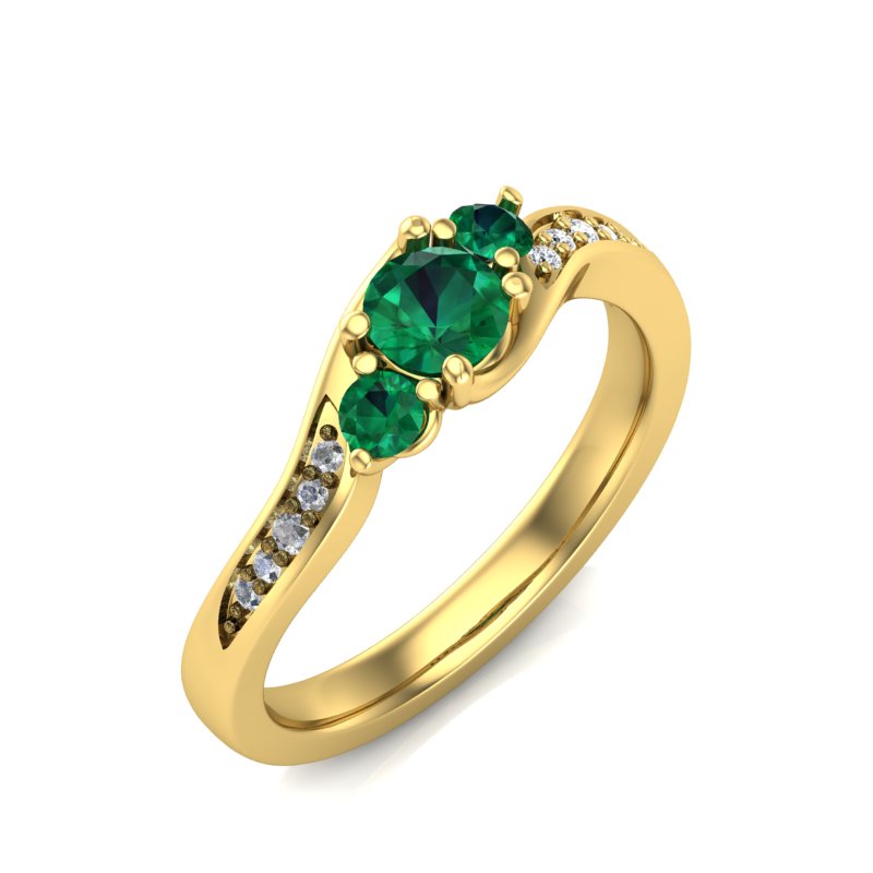 Gemstone Trio Diamond Pave Band Ring