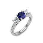 Trinity Gemstone Pave Band Diamond Engagement Ring