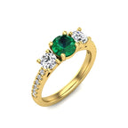 Trinity Gemstone Pave Band Diamond Engagement Ring