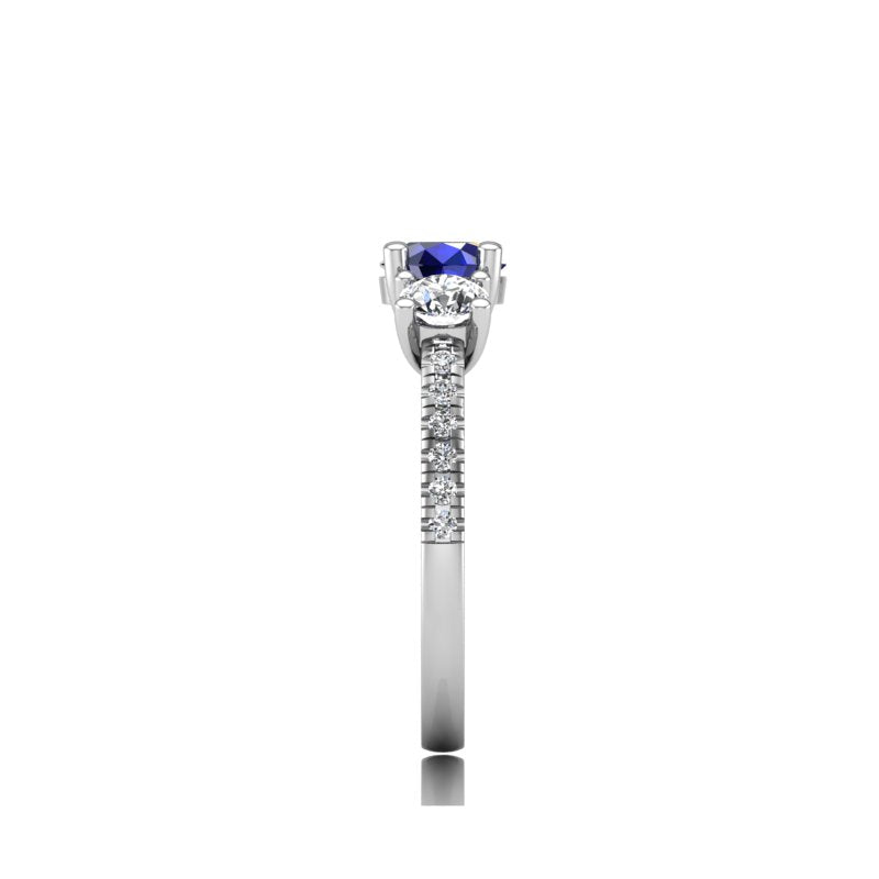 Trinity Gemstone Pave Band Diamond Engagement Ring