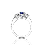 Trinity Gemstone Pave Band Diamond Engagement Ring