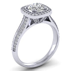 Round Gemstone Halo Diamond Pavé Ring
