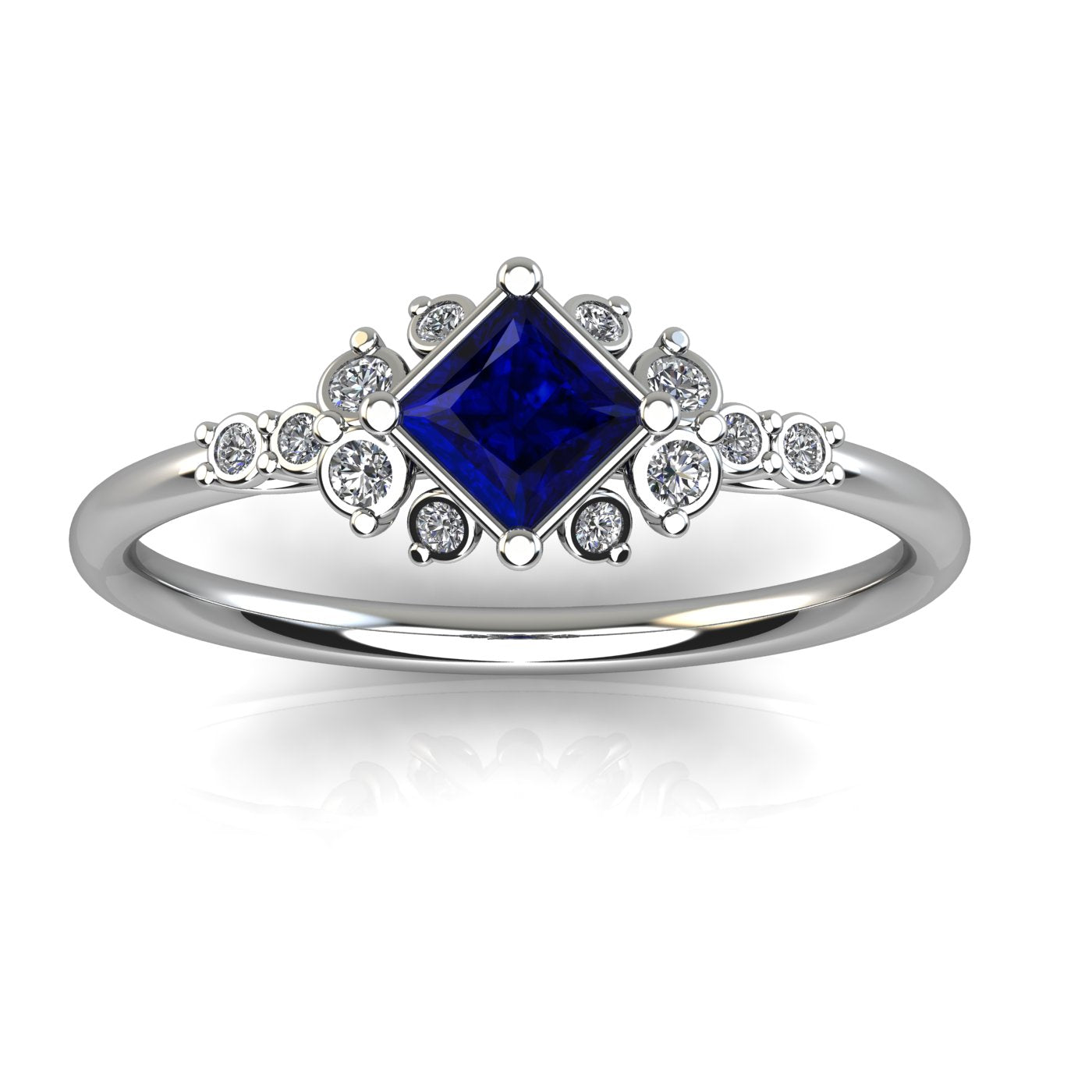Vintage Bloom Princess Cut Gemstone and Diamond Engagement Ring