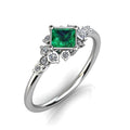 Vintage Bloom Princess Cut Gemstone and Diamond Engagement Ring