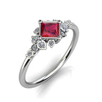 Vintage Bloom Princess Cut Gemstone and Diamond Engagement Ring