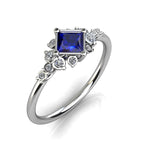 Vintage Bloom Princess Cut Gemstone and Diamond Engagement Ring