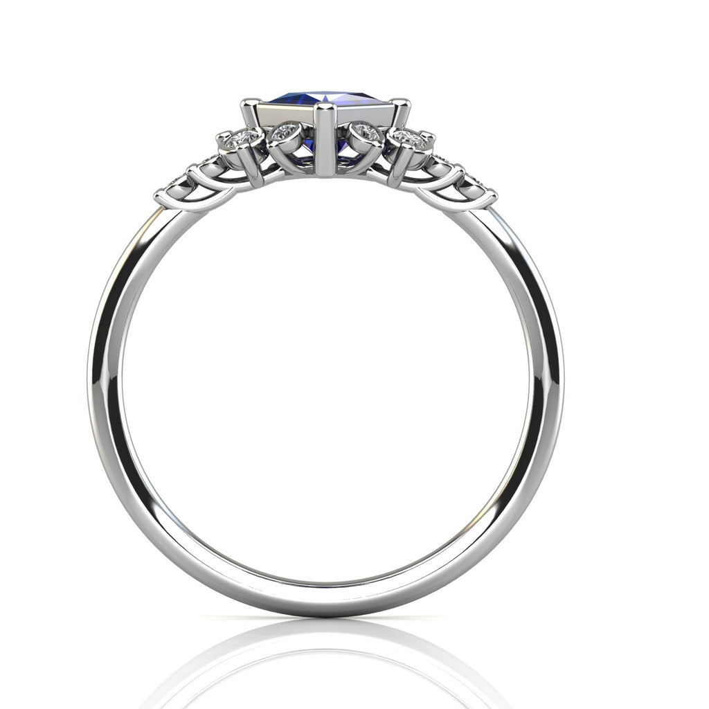 Vintage Bloom Princess Cut Gemstone and Diamond Engagement Ring