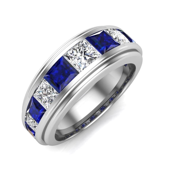 Channel Set Princess Diamond/Gemstone Band for Men