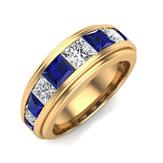 Channel Set Princess Diamond/Gemstone Band for Men