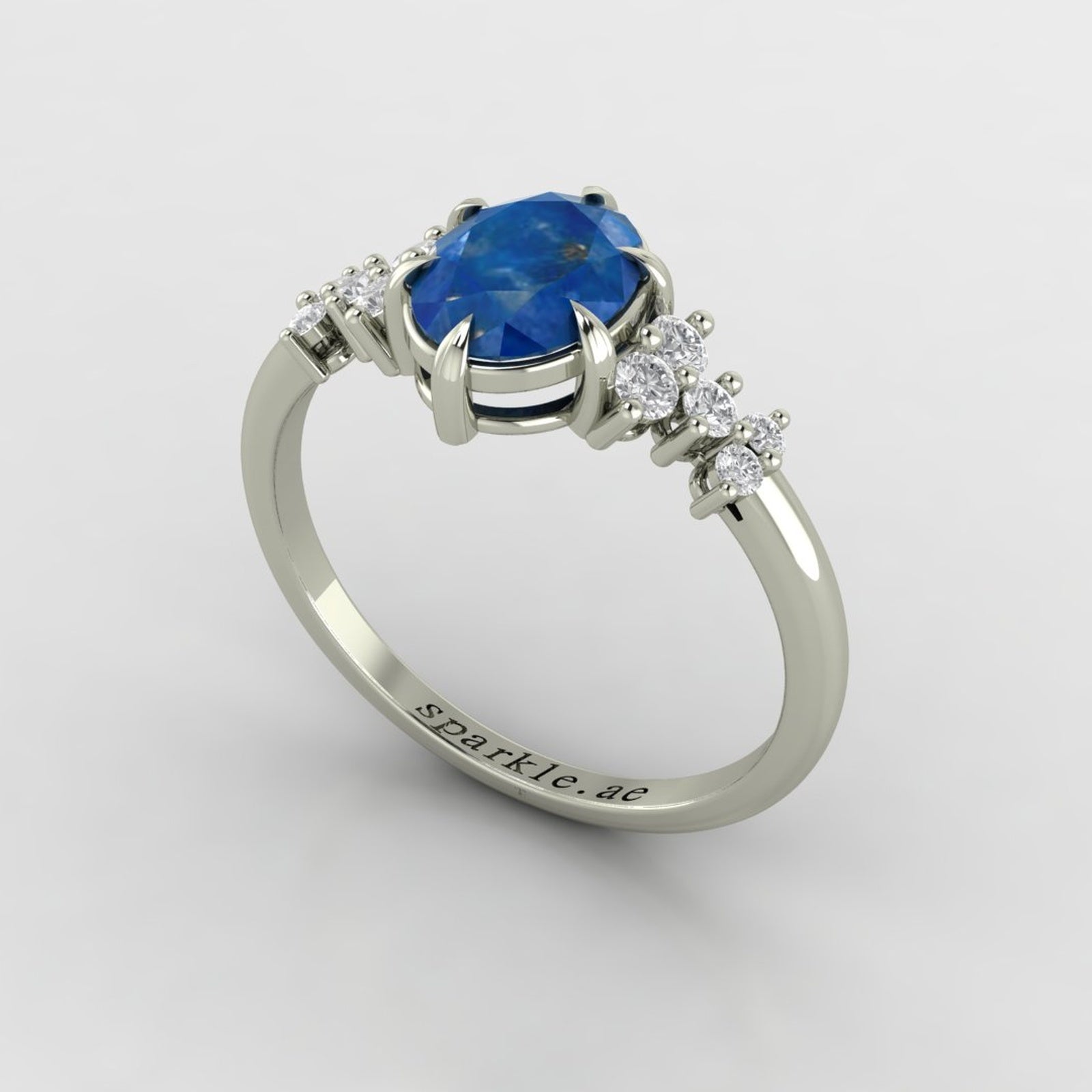 Oval Cluster Gemstone Engagement Ring - Round