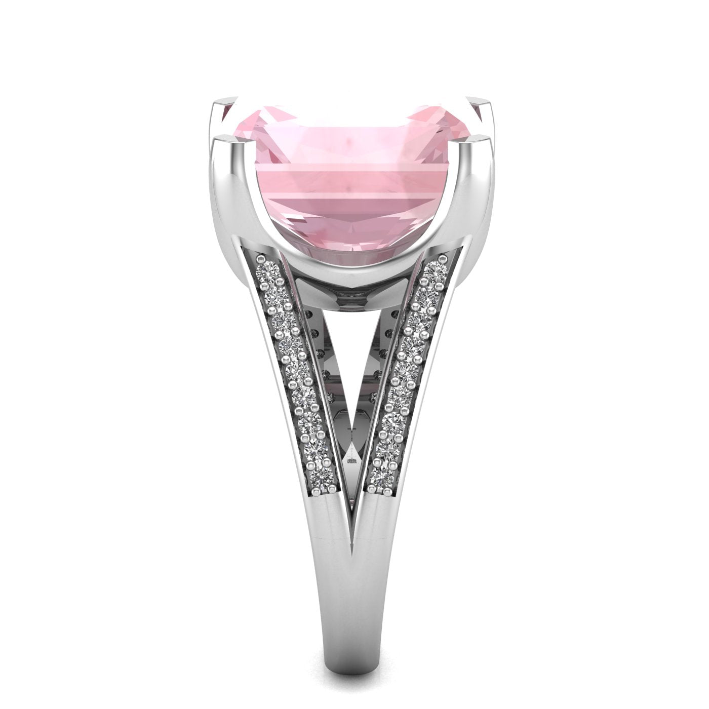 Radiant Cut Pavé Split Shank Gemstone Ring