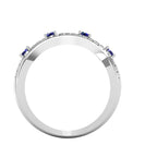 Vintage Natural Gemstone and Round Diamond Wedding Band