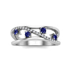 Vintage Natural Gemstone and Round Diamond Wedding Band