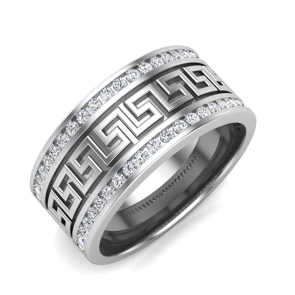 Vintage Style Men's Round Diamond Pave Band Ring