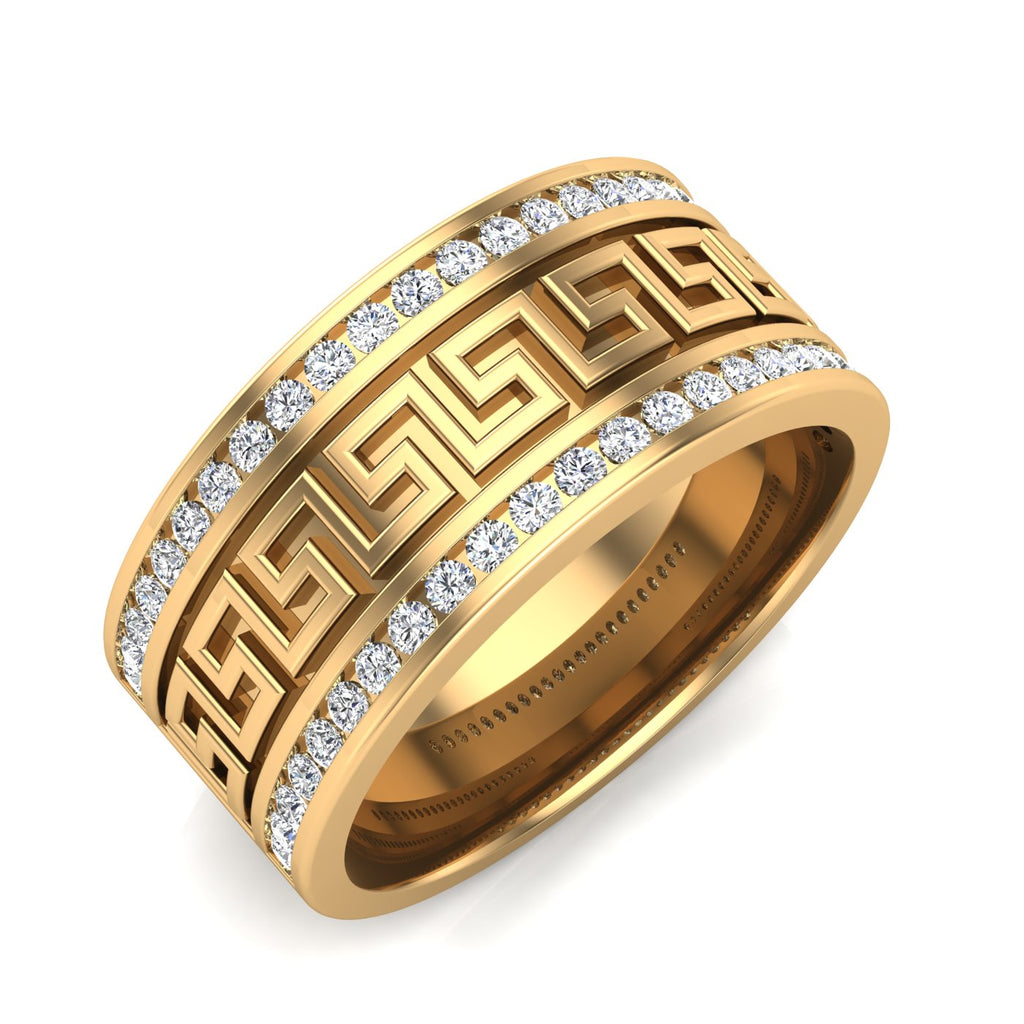 Vintage Style Men's Round Diamond Pave Band Ring