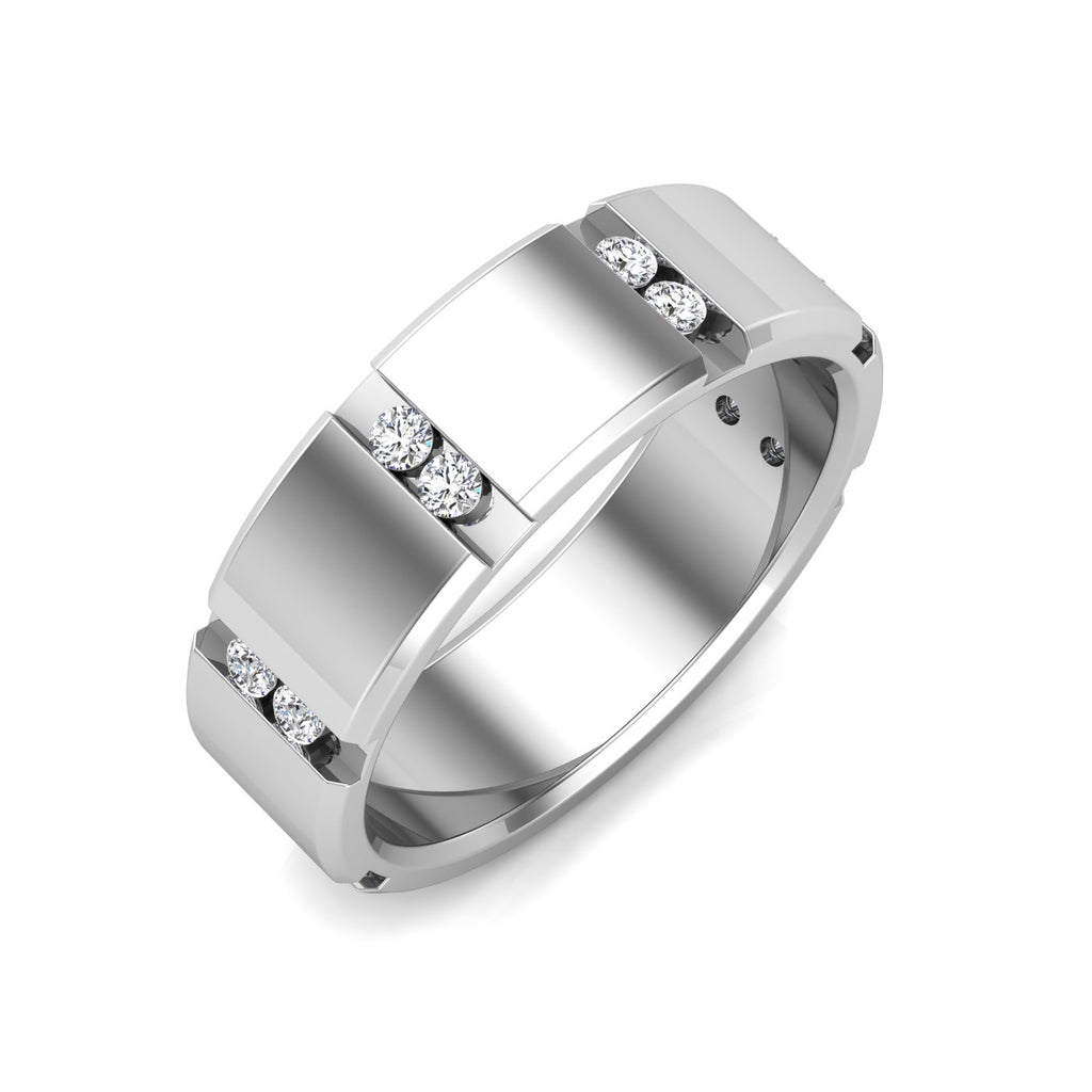 Men's Round Diamond Floating Band Ring